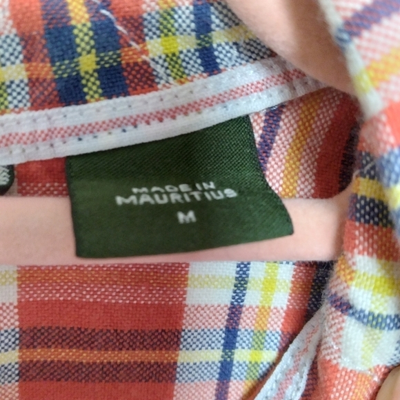 Eddie Bauer Orange and White Plaid Flannel Button Down Shirt Size Medium - Picture 9 of 11